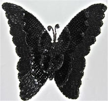 Load image into Gallery viewer, Butterfly with Black Sequins and Beads 7&quot; x 7&quot;
