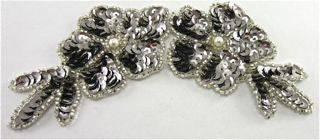 Flower with Charcoal Sequins and Beads 6' x 3"