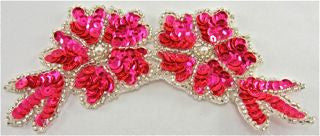 Flower with Flourescent Pink Sequins and Silver Beads 6" x 3"