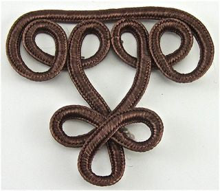 Frog Closure Passementerie Brown 3.25" X 2.5"