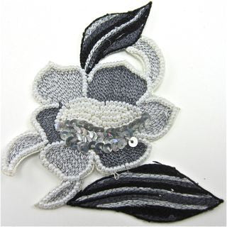 Leaf Single Two Tone Silver with Silver Beads and Beads 4" x 3.5"