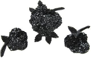 Flower Set of Three with Black Sequins 6
