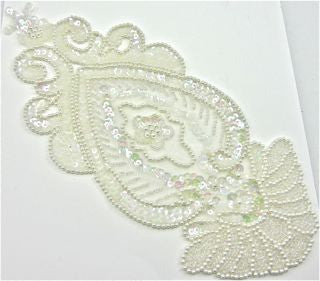 Designer Motif with Iridescent Sequins and Pearls 10.5 x 4"