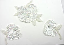 Load image into Gallery viewer, Flower Set of Three with White Sequins 6&quot; x 3&quot;