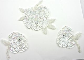 Flower Set of Three with White Sequins 6