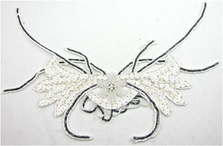 DesignMotif White Flower withCharcoal Long Black String 11.5" x 9"