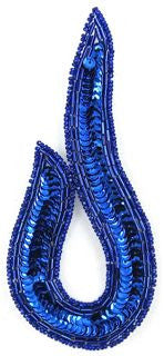 Design Motif Single with Royal Blue Sequins and Beads 5" x 2.5"