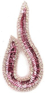 Designer Motif Single with Pink Sequins and Beads 5" x 2.5"