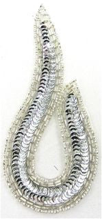 Designer Motif Single with Silver Sequins and Beads 5" x 2.5"