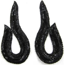 Load image into Gallery viewer, Designer Motif with Swirl Pair with Black Sequins 5.5&quot; x 2.5&quot;