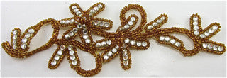Flower with Dark Bronze Beads and High Quality Rhinestones 8" x 3"