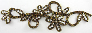 Flower with Bronze Beads and Rhinestones 8" x 3"