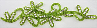 Flower with Lime Green Beads and Rhinestones 8