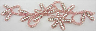 Flower with Pink Beads and Rhinestones 8" x 3"
