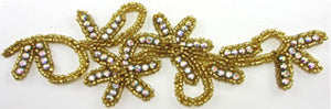 Flower with Gold Beads and AB Rhinestones 8" x 3"