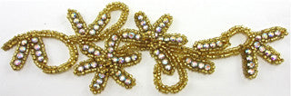 Flower with Gold Beads and AB Rhinestones 8