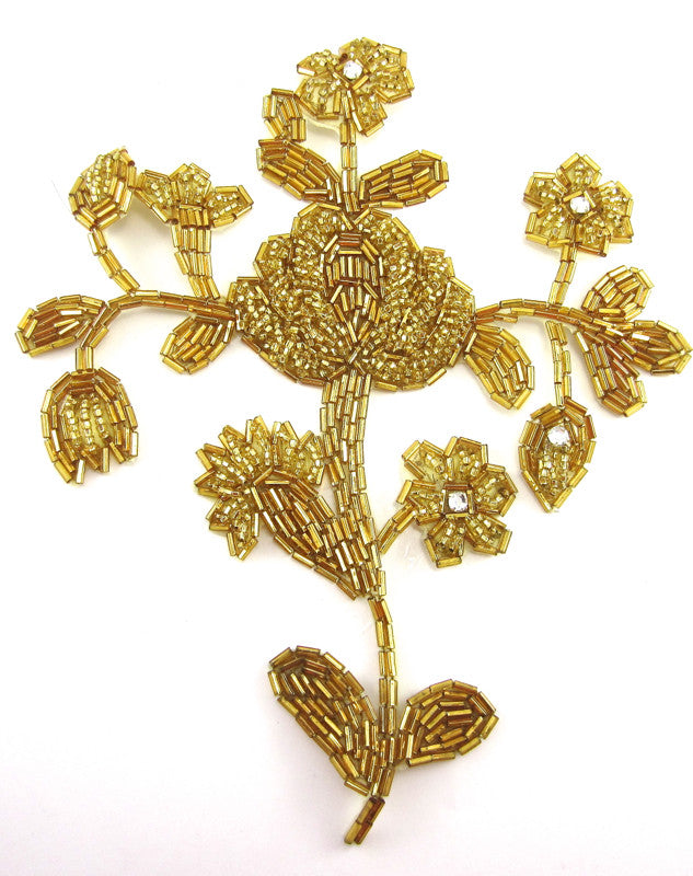 Flower with All Gold Beads and 4 Rhinestones 8