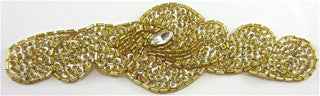 Designer Motif with Gold Beads 6.5" x 2"