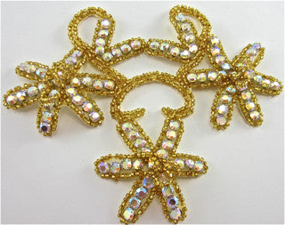 Flower with Gold Beads and High Quality Rhinestones 5" x 4.5"