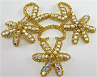 Flower with Gold Beads and High Quality Rhinestones 5