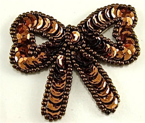 Bow Bronze Sequins and Beads 2"