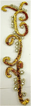Load image into Gallery viewer, Designer Motif with Bright Gold Beads and Rhinestones 8&quot; x 3&#39;