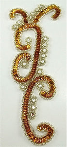 Designer Motif with Gold Beads and High Quality Rhinestones 3.5" x 7.25"