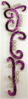 Designer Motif with Dark Fuchsia Beads and Rhinestones