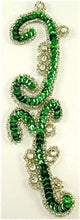 Load image into Gallery viewer, Designer Motif with Green Beads and High Quality Rhinestones 6.5&quot; x 2&quot;