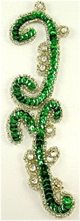 Designer Motif with Green Beads and High Quality Rhinestones 6.5