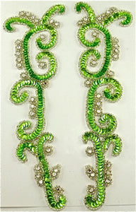 Designer Motif with Lime Green Beads and Rhinestones
