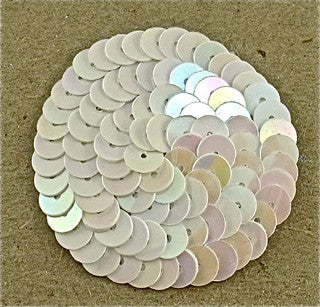 Round Dot with China White Sequins with No Beaded Edges 1 3/4"