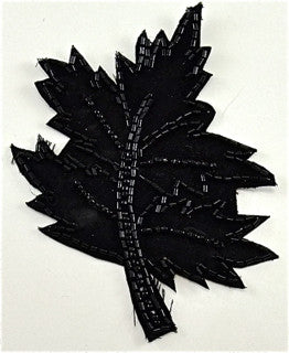 Leaf Black Sequins and Beads 3.5