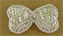 Load image into Gallery viewer, Bow Iridescent Sequins and Beads with Rhinestone 2&quot; x 1&quot;