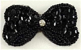 Bow Black Sequins and Beads with Rhinestone 2