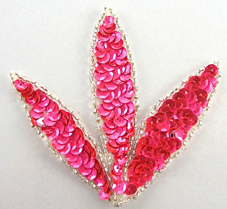 Choice of Color Leaf with Sequins and Silver Beads 3" x 3"