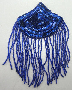 Epaulet Royal Blue Sequin and Beads 6.5" x 4"