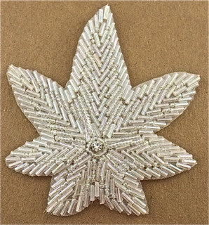 Leaf Iridescent with Rhinestone 3.5"