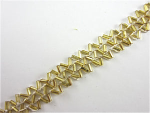 Trim with Three Rows of ZigZag Gold Beads 1/5" Wide, Sold by the Yard