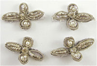 Bullion Set of Four Flowers with Pearls 1.25