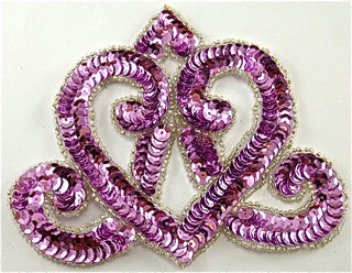 Designer Motif with Orchid Sequins Silver Beads