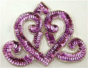 Designer Motif with lite Purple Sequins Crown Shaped 4.75" x 4"