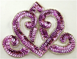 Designer Motif with lite Purple Sequins Crown Shaped 4.75