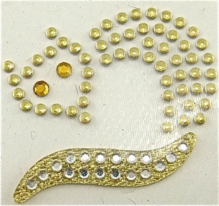 Fox with Swarovski Gold and white Crystals 2" x 1.5"