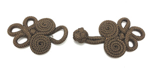 Frog Closure Chocolate Brown Soft Cloth Rope 4" x 2" each side