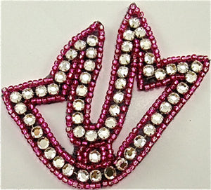 Designer Motif Pink Beads with 56 Rhinestones 3.5" x 3"