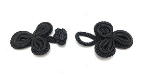 Frog Closure Black Rope with Thinner Rope Inlay 1.5" x 1.25"