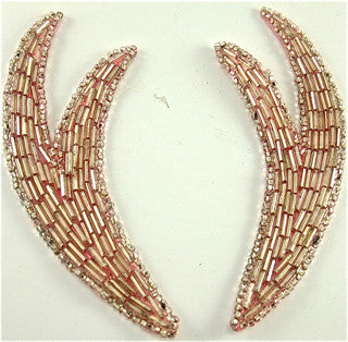 Designer Motif Pair with Pink Beads 5" x 2"
