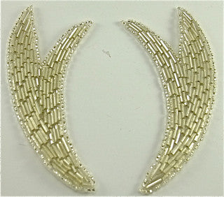 Designer Motif Pair with Silver Beads 5" x 2"