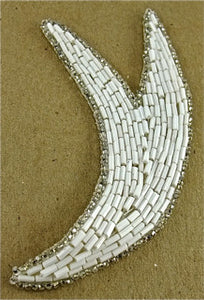 Design Motif White Bead Tail with Silver Trim 5" x 2"